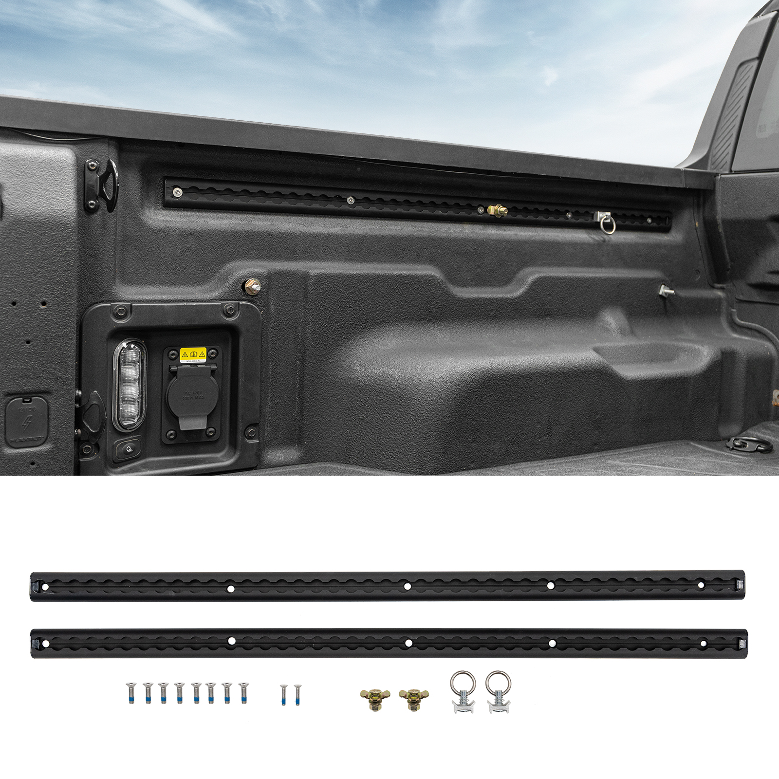 Maxzina 2022 2023 2024 2025 Ford Maverick Truck Bed Rail Aluminum Alloy Cargo Management Truck Bed Tie Down